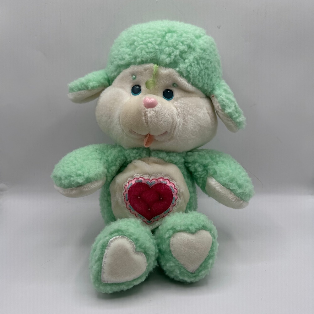 Kenner Care Bears Cousins Gentle Heart Lamb Kids 11" Green Vintage 1984 Plush